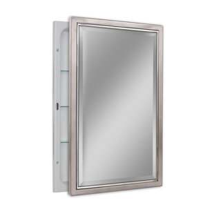EBERN DESIGNS Congdon 16'' W 26'' H Recessed Framed Medicine Cabinet with Mirror and 3 Adjustable Shelves