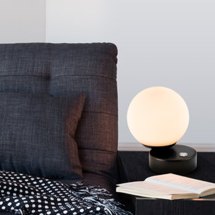 VONN LIGHTING Capri 6-in Integrated LED ETL Certified Black Table Lamp with Glass Shade and Touch Sensor Dimming
