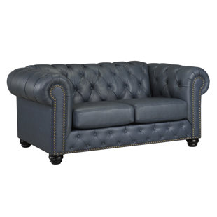 ASTORIA GRAND Orner 70" Leather Match Rolled Arm Loveseat