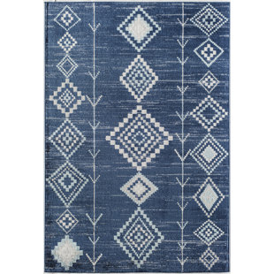 COSMOLIVING BY COSMOPOLITAN Southwestern Machine Woven Navy Area Rug