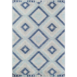 COSMOLIVING BY COSMOPOLITAN Bodrum Tribal Ice Blue Area Rug