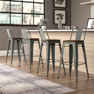 WILLISTON FORGE Gaikwad Solid Wood Counter & Bar Stool (Set of 4)