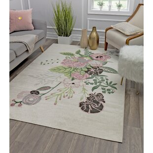 LATITUDE RUN® Valentina Floral Floral Charm Ivory Blush Area Rug