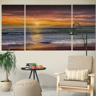 BEACHCREST HOME™ Sundown Descanso Beach - 3-Piece Canvas Print