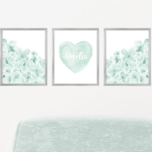 OUTSIDE IN ART STUDIO Daisy Flowers and Name Heart Paper Prints (Set of 3)
