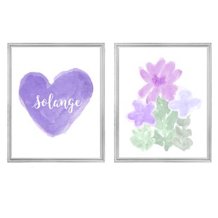 OUTSIDE IN ART STUDIO Artistic Flower Garden with Personalized Heart, Paper Prints (Set of 2)