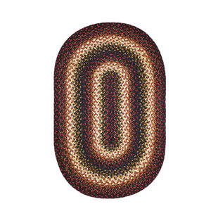 HOMESPICE DECOR Prescott Jute Black Braided Rug, Black and Burgundy Rug, Primitive Rug For Country Decor