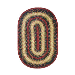 HOMESPICE DECOR Highland Burgundy Braided Rug, a Navy and Burgundy Rug, Cabin Rug, Lodge Rug, Jute Rug
