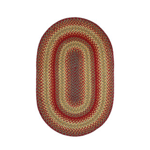 HOMESPICE DECOR Cider Barn Jute Red Braided Rug, a Red Country Style Braided Rug Made Of Natural Jute