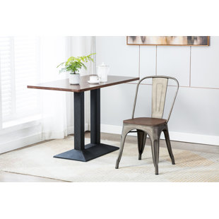 WILLISTON FORGE Yancey Metal Slat Back Stacking Side Chair (Set of 2)