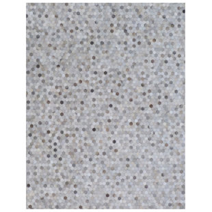 EXQUISITE RUGS Mosaic Leather Geometric Handmade Silver Area Rug