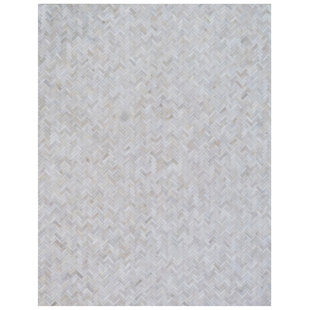 EXQUISITE RUGS Mosaic Leather Cowhide Chevron Rug