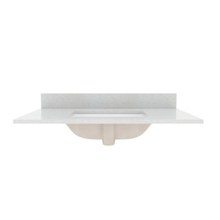 HAZELWOOD HOME 37" Single Bathroom Vanity Top in Silver Crystal White with Sink