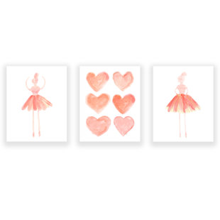 OUTSIDE IN ART STUDIO Little Girls Ballet Artwork, Paper Prints (Set of 3)