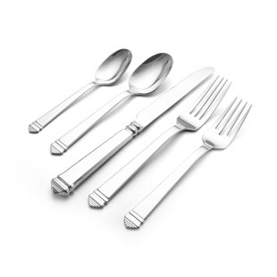 TOWLE SILVERSMITHS Towle Colonnade 45-Piece Stainless Steel Flatware Set with Hostess Serveware, Service for 8, Silver