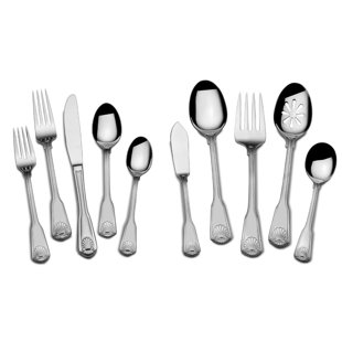 TOWLE SILVERSMITHS Towle London Shell 45-Piece 18/10 Stainless Steel Flatware Set, Service for 8