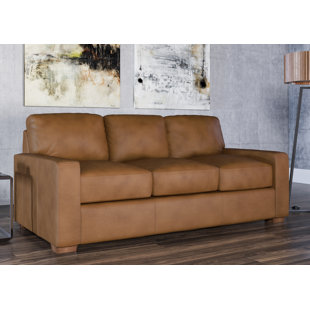WESTLAND AND BIRCH Blanca 86" Genuine Leather Square Arm Sofa Bed