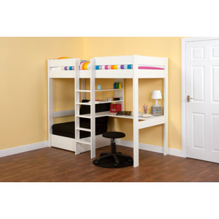 European Single (90 x 200cm) High Sleeper Loft Bed Bed with Built-in-Desk by Stompa