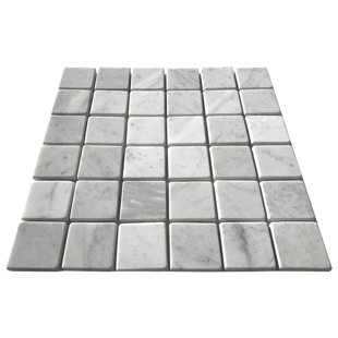 PARVATILE Carrara 2" x 2" Marble Grid Mosaic Wall Tile