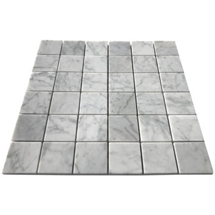 PARVATILE Carrara 2" x 2" Marble Grid Mosaic Wall & Floor Tile