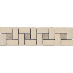 PARVATILE Basketweave 3'' 12'' Travertine Listello (Set of 4)
