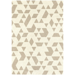 NORDEN HOME School Geometric Machine Woven Beige Area Rug