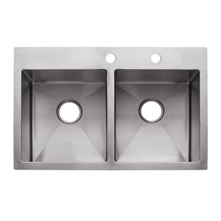 FRANKE Vector 34" L x 23" W Double Basin Dual Mount Kitchen Sink