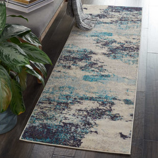WILLISTON FORGE Adrienn Abstract Ivory/Navy/Blue Area Rug