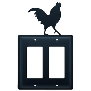 VILLAGE WROUGHT IRON Rooster Double GFI 2-Gang Duplex Outlet Wall Plate