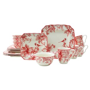 222 FIFTH Christmas Lane 16 Piece Dinnerware Set, Service for 4