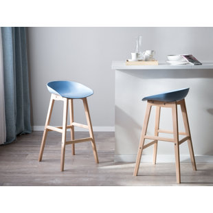 ISABELLINE Benjamin 13.39cm Counter Stool with Solid Wood Frame (Set of 2)