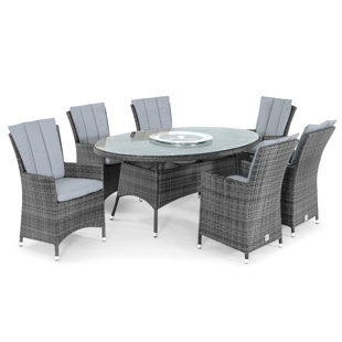 MISTANA Reimer Seat Oval Rattan Dining Set - with Ice Bucket - Brown