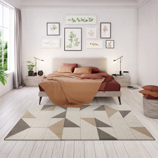 NORDEN HOME School Geometric Machine Woven Beige/Tan/Grey Area Rug