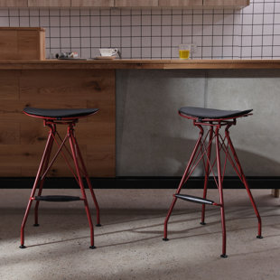 WILLISTON FORGE Belgr Upholstered Counter Stool with Metal Frame (Set of 2)