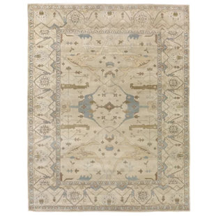 Exquisite Rugs Antique Weave Oushak Handmade Hand Knotted New Zealand Wool Beige/Blue/Brown Area Rug