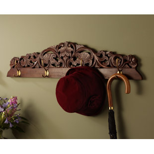 ASTORIA GRAND Solid Wood Wall 4 - Hook Wall Mounted Coat Rack