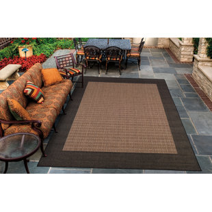 BREAKWATER BAY Sania Flatweave Cocoa Black Indoor Outdoor Area Rug