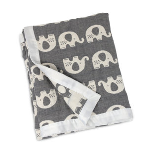 LIVING TEXTILES BABY Elephant Cotton Muslin Blanket