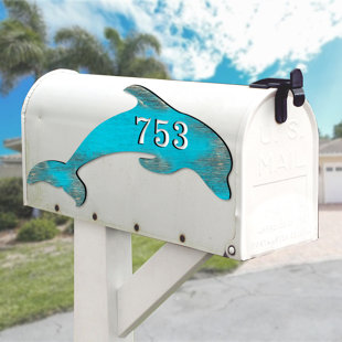 DESIGNOCRACY Dolphin House Door Mailbox 1-Line Wall Address Plaque