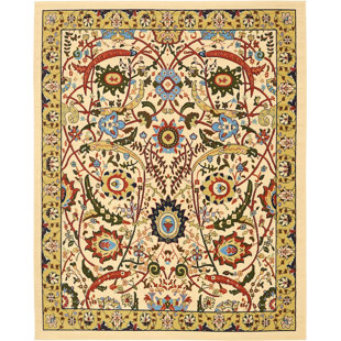 RUGPAL Kashan Floral Beige Rug