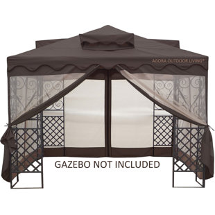 Palladian Pacific Currents Brown Fabric Screen for Gazebo