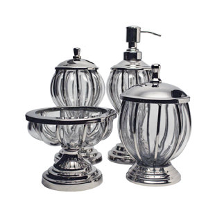 AMBER HOME GOODS Brass Wire Frame 4 Piece Bathroom Accessory Set