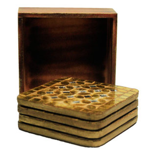 AMBER HOME GOODS 5 Piece Coaster Set with Holder