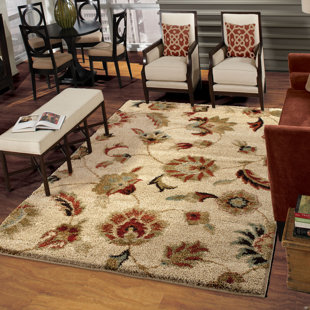 THE CONESTOGA TRADING CO. Conestoga London Floral Bisque Stain Resistant Area Rug