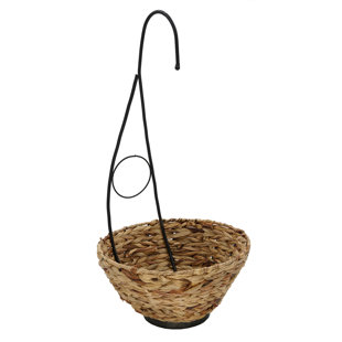 HOUSE OF SILK FLOWERS INC. Fabric Wisteria Hanging Basket Arrangement in Basket