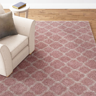 MINT RUGS Luna Teppich Hochflor - Geometrisches Muster Langflor für Wohnzimmer, Schlafzimmer - Rosa Creme
