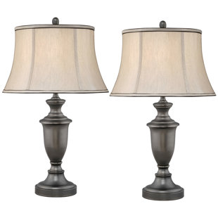 MEDALLION LIGHTING Cagliari Gunmetal 30" Gunmetal Table Lamp with USB Port (Set of 2)