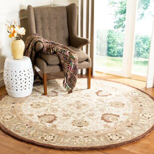 CHARLTON HOME® Tingley Oriental Handmade Tufted Wool Brown/Ivory/Sage Area Rug