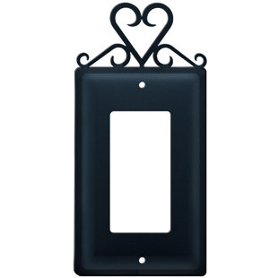 VILLAGE WROUGHT IRON Heart Single GFI Rocker Wall Plate