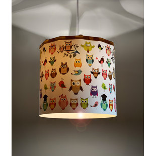 EREKI 25cm H Polypropylene Drum Pendant Shade ( Spider ) in White